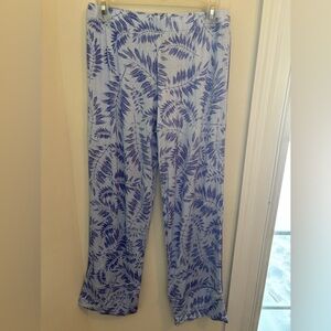 NWT Hale Bob Blue Periwinkle Palm Print Pajama Bottoms Size Medium